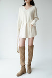 Frost Raccoon Yarn Belted Sweater