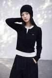 Tabitha Layered Two Tone Wool Top - Black