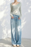 Yellow Diamond Rhinestone Embellished Wide Leg Jeans