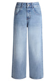 Yellow Diamond Rhinestone Embellished Wide Leg Jeans