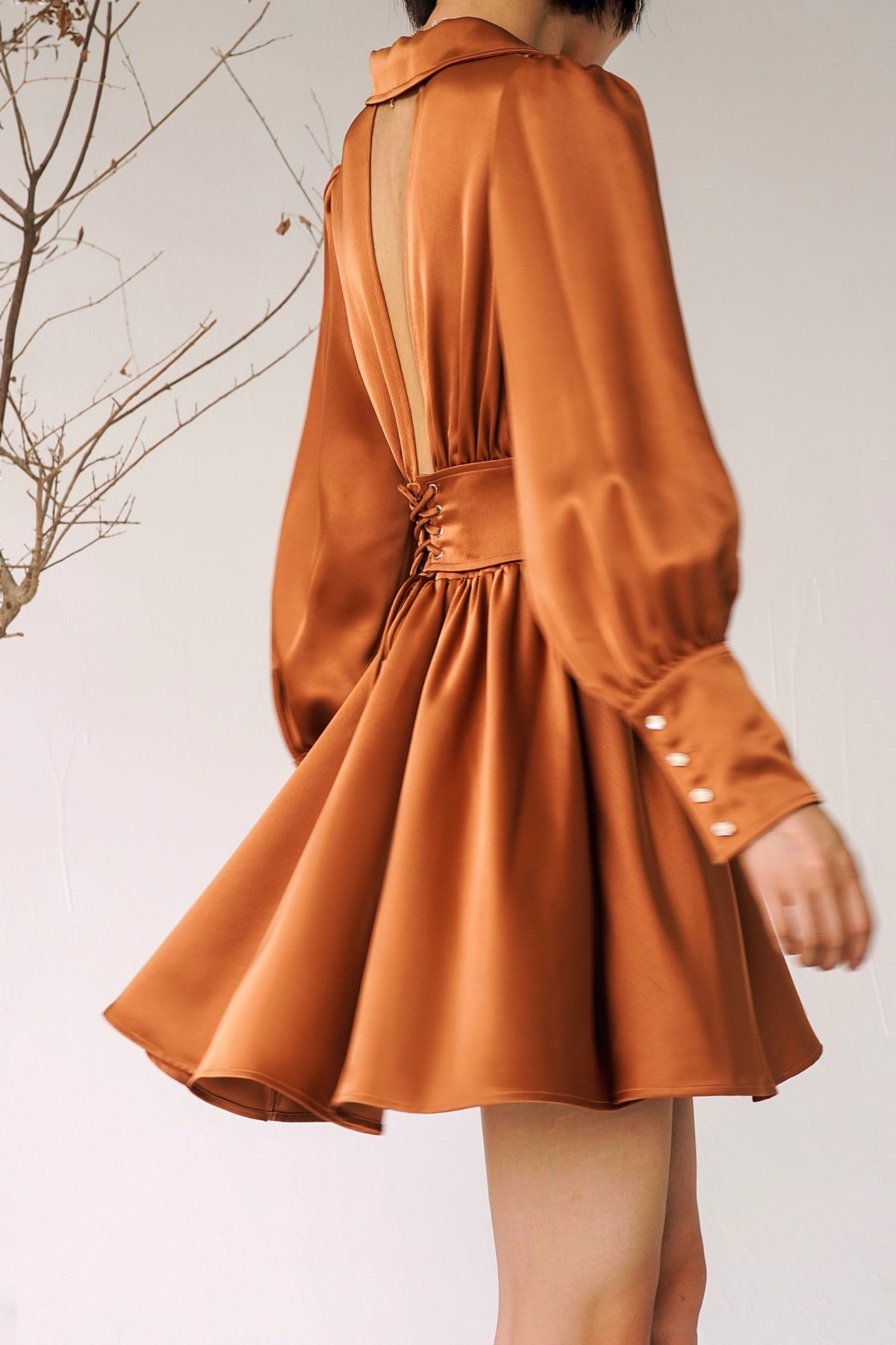Entrance Satin Dress - Bronze