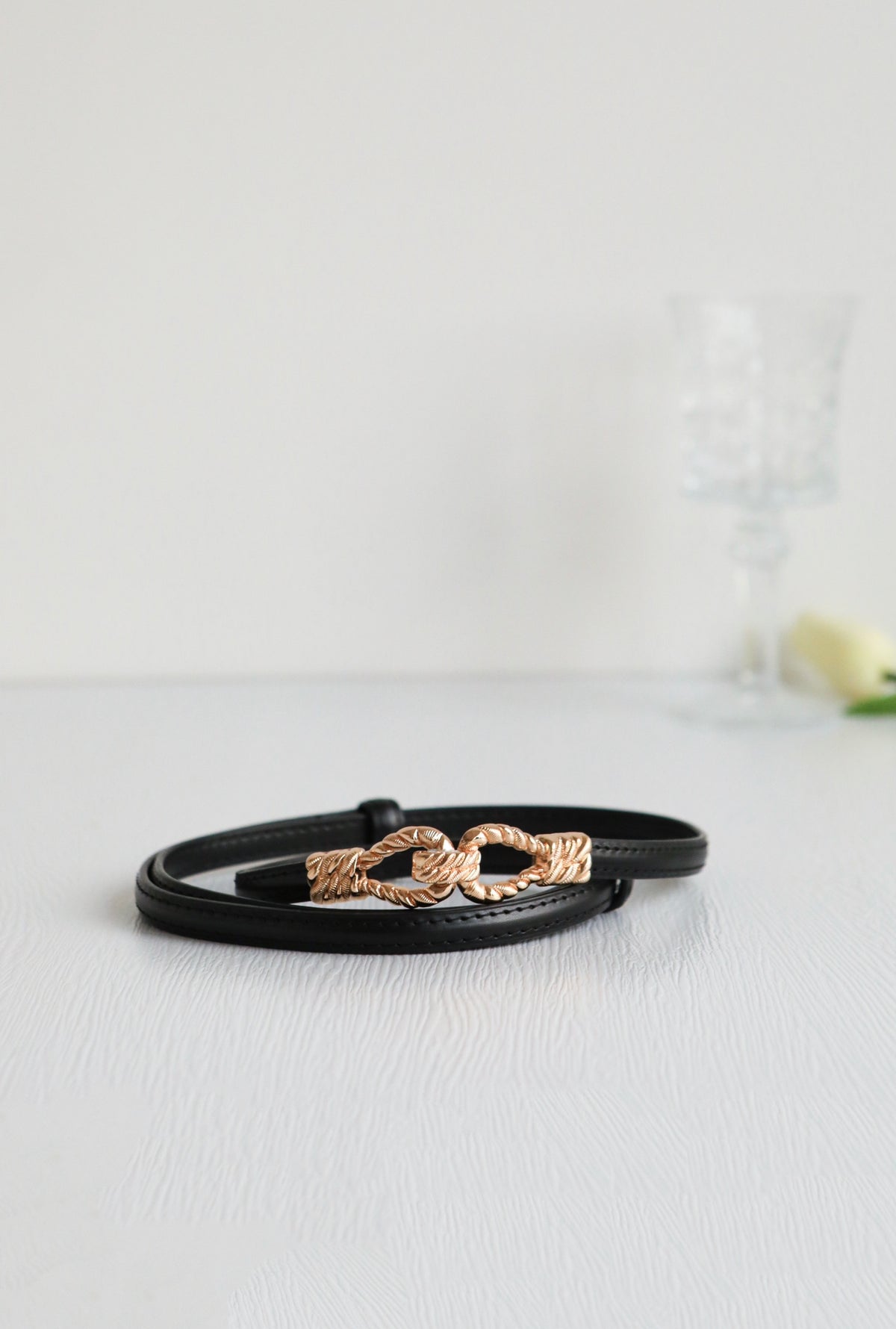Ear of Wheat Leather Belt - Black