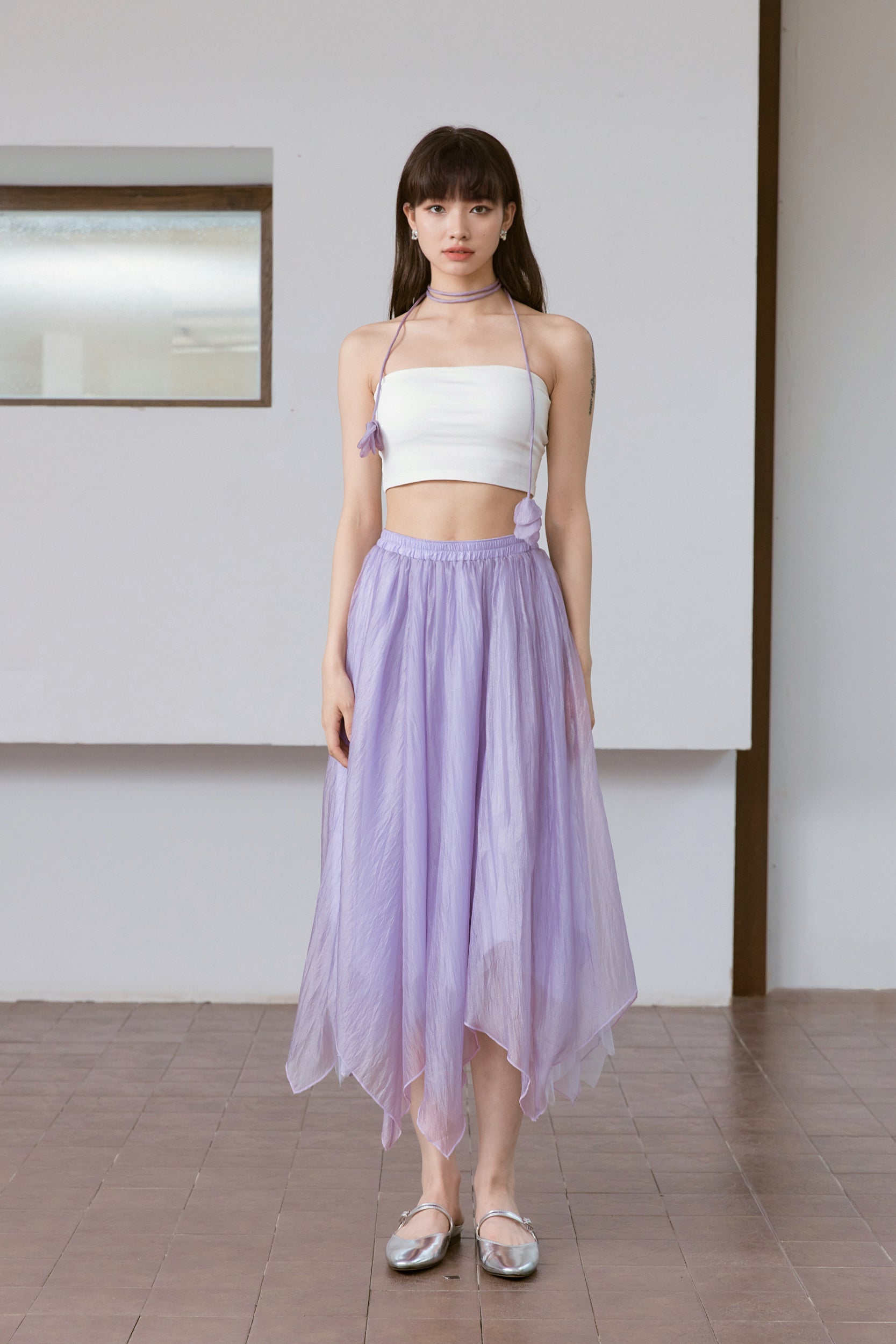 Lavender Haze Chiffon Midi Skirt