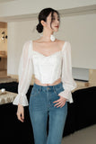 Rose Scent Lace Trimmed Silk And Tulle Top