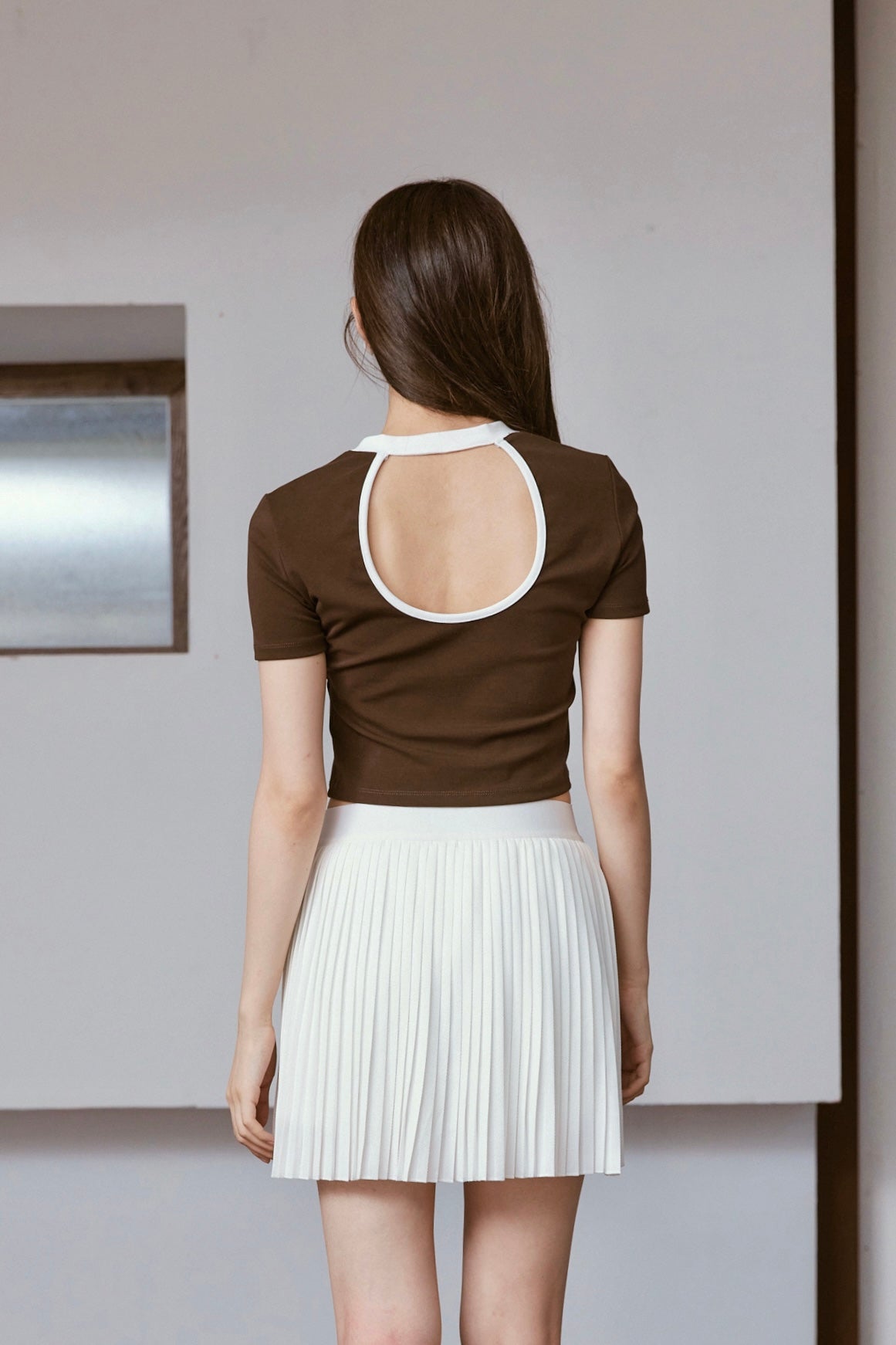 Retro Future Cropped Jersey Top - Brown