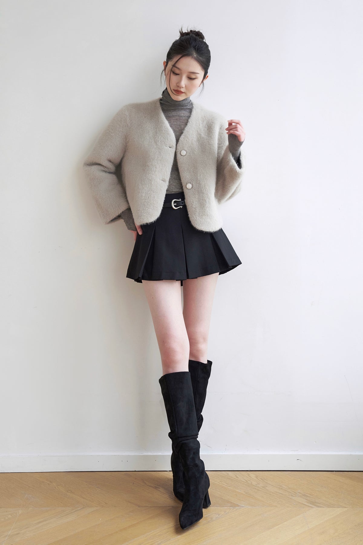 Nicole Faux Fur Coat - Grey