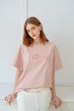 Pastel Embroidered Jersey T-Shirt - Pink