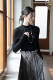 Flicker Wool Mock Neck Top - Black