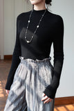 Flicker Wool Mock Neck Top - Black