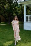 Coral Chiffon Maxi Dress