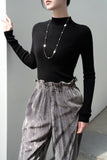 Flicker Wool Mock Neck Top - Black