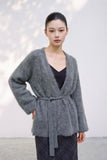 Celine Brushed Belted Wool Cardigan