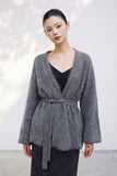 Celine Brushed Belted Wool Cardigan