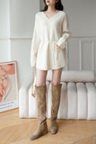 Frost Raccoon Yarn Belted Sweater