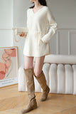 Frost Raccoon Yarn Belted Sweater