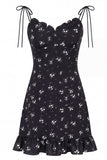 Tulip Floral Mini Dress - Black