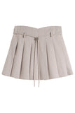 Cappuccino Pleated Mini Skirt - Beige