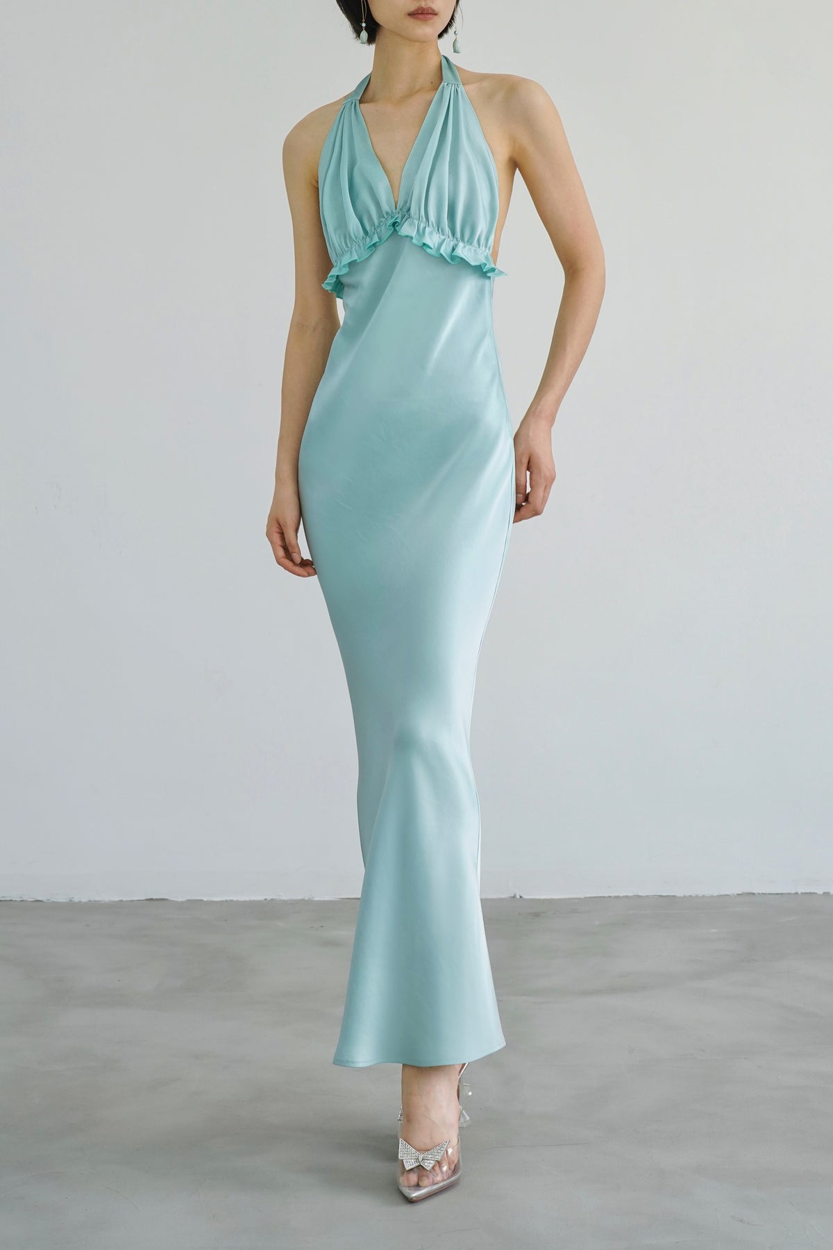 Tiffany Acetate Halterneck Maxi Dress