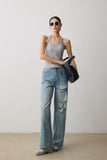 Urban Distressed Paint Splatter Wide Leg Jeans