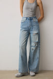 Urban Distressed Paint Splatter Wide Leg Jeans