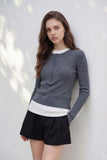 Tabitha Layered Two Tone Wool Top - Grey
