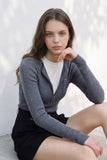 Tabitha Layered Two Tone Wool Top - Grey