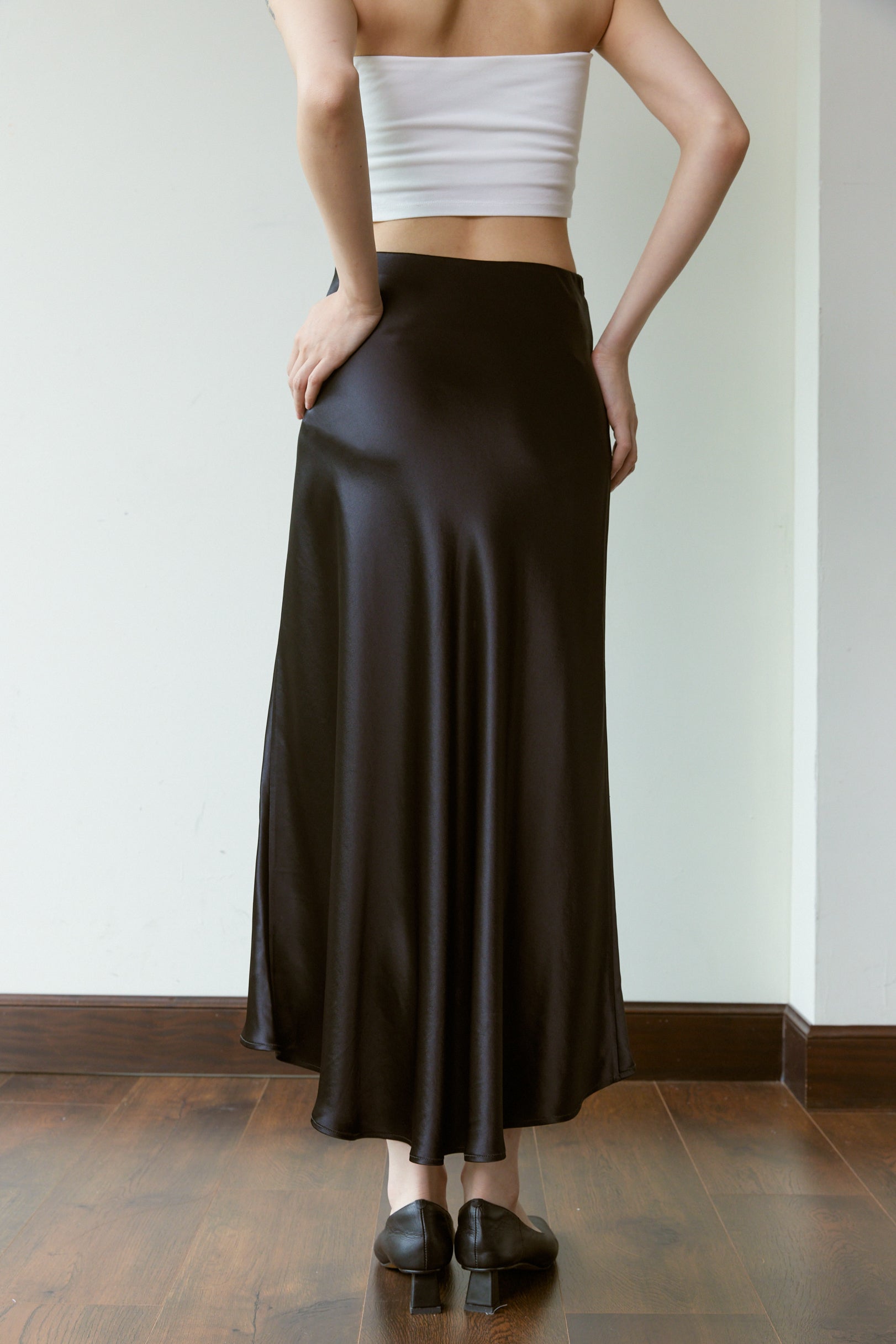 Mermaid Acetate Midi Skirt - Black