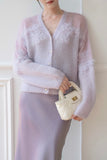 In The Cloud Wool And Mohair Cardigan - Purple