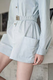 Sky Love Cotton Belted Playsuit