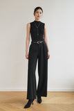 Athena Acetate Wide Leg Pants - Black