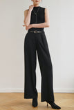 Athena Acetate Wide Leg Pants - Black