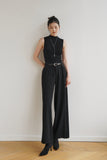 Athena Acetate Wide Leg Pants - Black