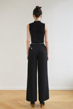 Athena Acetate Wide Leg Pants - Black