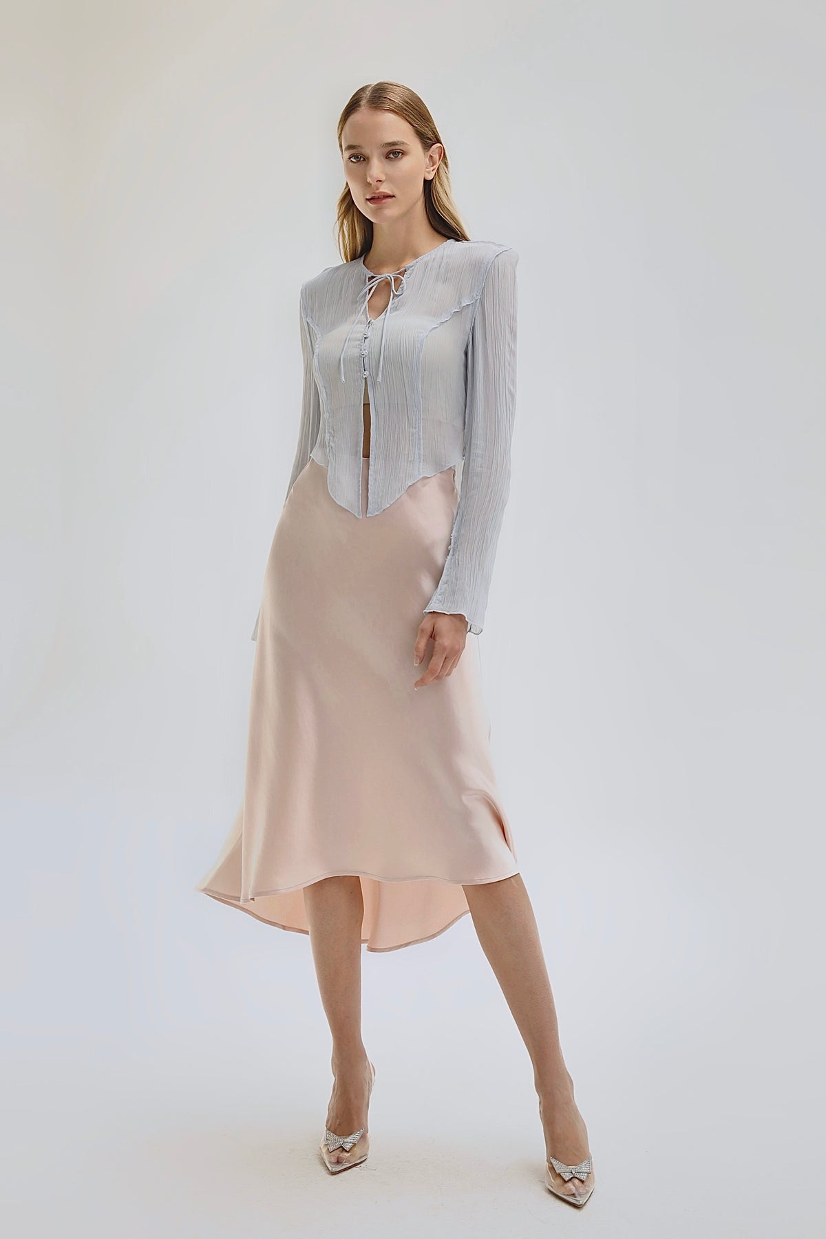 Mermaid Acetate Midi Skirt - Pink