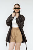 Albie Leather Shirt - Brown