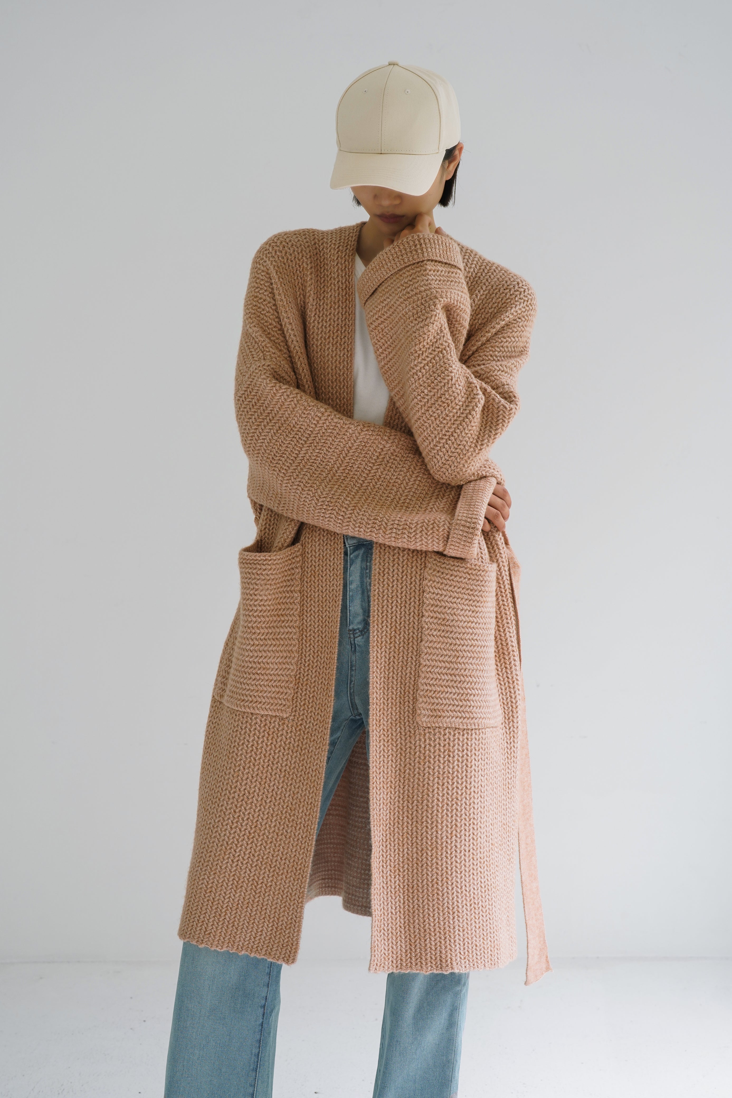 Upscale Wool Blend Knit Cardigan - Khaki