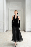 Black Swan Velvet And Organza Maxi Dress