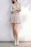 Cappuccino Pleated Mini Skirt - Beige