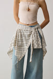 Half Shirt Cotton Checked Top / Wrap Skirt