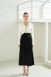Power Satin Slide-Split Skirt