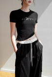 Gem Crystal Logo Embellished Cropped T-Shirt