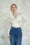 April Acetate Wrap Top