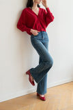 Rainy Day Knitted Cardigan - Red