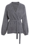 Celine Brushed Belted Wool Cardigan