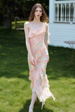 Coral Chiffon Maxi Dress