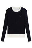 Tabitha Layered Two Tone Wool Top - Black
