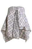 Half Shirt Cotton Checked Top / Wrap Skirt