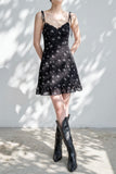 Tulip Floral Mini Dress - Black