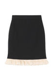 Sweet Spot Mini Skirt With Beige Satin ruffles