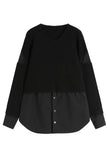 Addison Layered Wool Blend And Cotton Top - Black